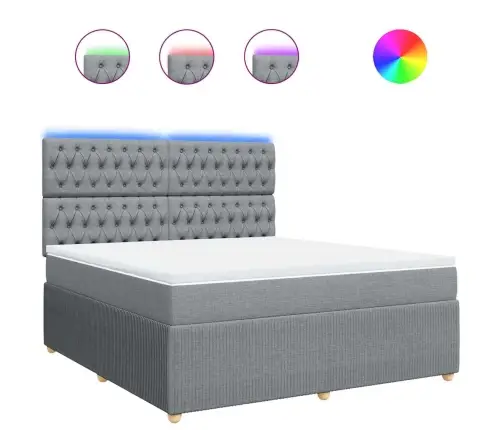 Atsperu Gulta Ar Matraci, Gaiši Pelēka Audums, 180X200 Cm Vidaxl