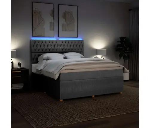 Atsperu Gulta Ar Matraci, Gaiši Pelēka Audums, 180X200 Cm Vidaxl