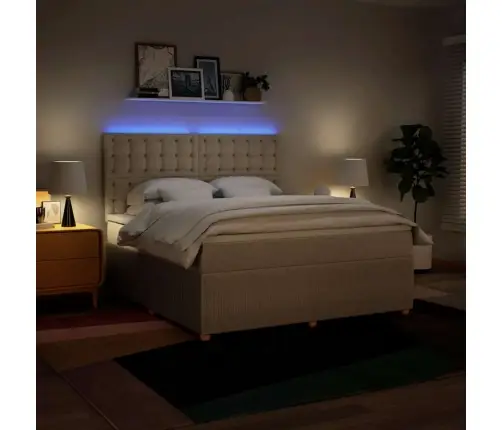 Atsperu Gulta Ar Matraci, Krēmkrāsas, 180X200 Cm, Audums Vidaxl