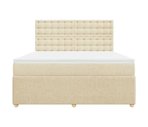 Atsperu Gulta Ar Matraci, Krēmkrāsas, 180X200 Cm, Audums Vidaxl