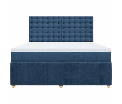 Atsperu Gulta Ar Matraci, Zils, 180X200 Cm, Audums Vidaxl