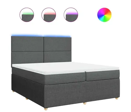 Atsperu Gulta Ar Matraci, Tumši Pelēka Audums, 200X200Cm Vidaxl