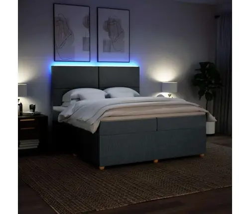 Atsperu Gulta Ar Matraci, Tumši Pelēka Audums, 200X200Cm Vidaxl