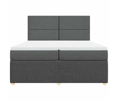 Atsperu Gulta Ar Matraci, Tumši Pelēka Audums, 200X200Cm Vidaxl