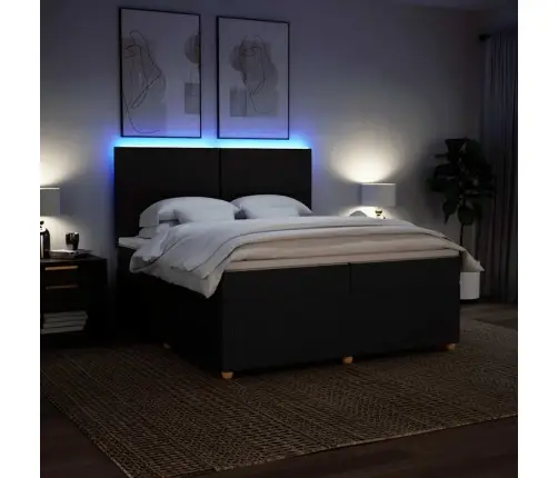 Atsperu Gultas Rāmis Ar Matraci, Melna Audums, 200X200 Cm Vidaxl