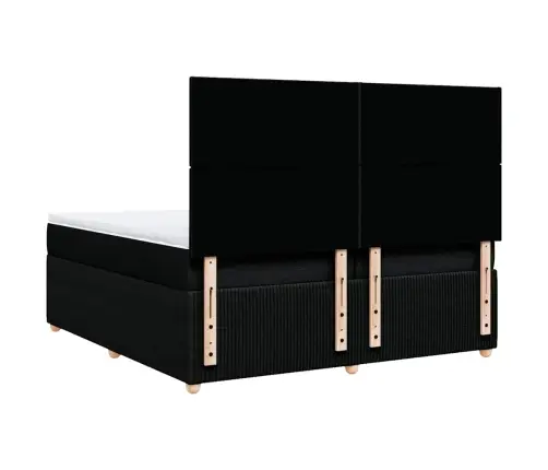 Atsperu Gultas Rāmis Ar Matraci, Melna Audums, 200X200 Cm Vidaxl