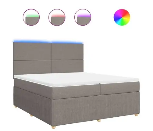 Atsperu Gultas Rāmis Ar Matraci, Pelēkbrūns, 200X200 Cm, Audums Vidaxl