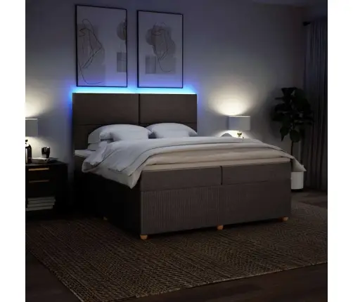 Atsperu Gultas Rāmis Ar Matraci, Pelēkbrūns, 200X200 Cm, Audums Vidaxl