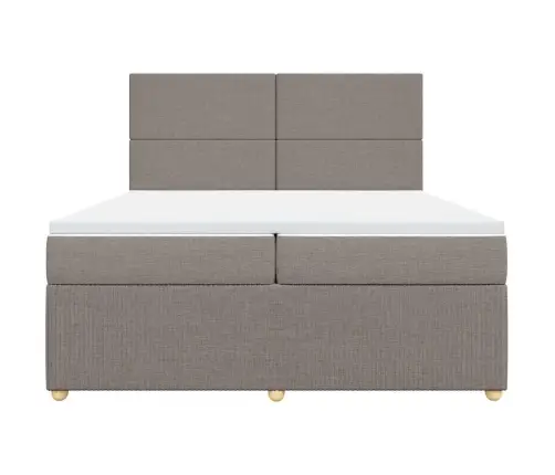 Atsperu Gultas Rāmis Ar Matraci, Pelēkbrūns, 200X200 Cm, Audums Vidaxl