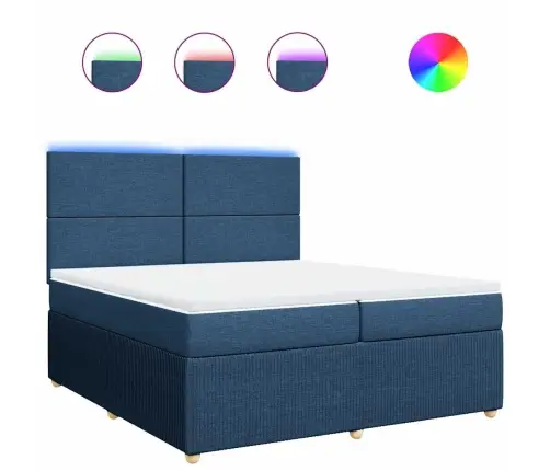 Lova Su Spyruoklėmis Ir Čiužiniu, Mėlyna, 200X200 cm Audinys