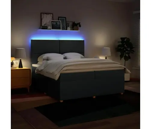 Lova Su Spyruoklėmis Ir Čiužiniu, Mėlyna, 200X200 cm Audinys