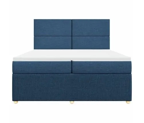 Lova Su Spyruoklėmis Ir Čiužiniu, Mėlyna, 200X200 cm Audinys