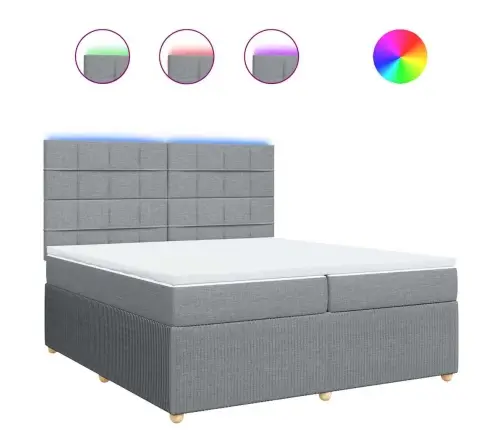 Lova Su Spyruoklėmis Ir Čiužiniu, Pilka, 200X200cm Audinys Lova Su Spyruoklėmis Ir Čiužiniu, Pilka, 200X200cm Audinys