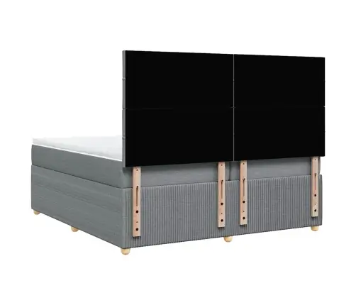 Lova Su Spyruoklėmis Ir Čiužiniu, Pilka, 200X200cm Audinys Lova Su Spyruoklėmis Ir Čiužiniu, Pilka, 200X200cm Audinys