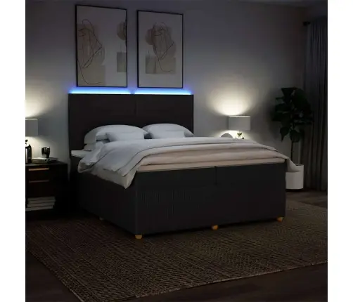 Atsperu Gultas Rāmis Ar Matraci, Melna Audums, 200X200 Cm Vidaxl