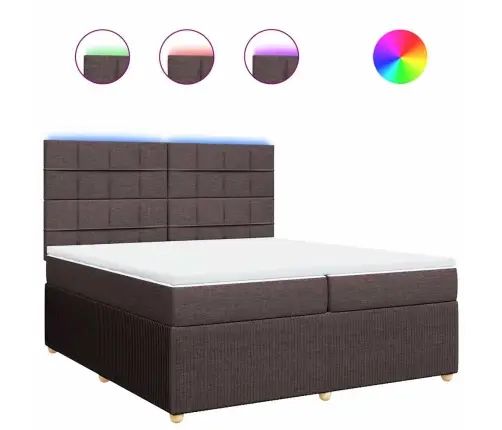 Lova Su Spyruoklėmis Ir Čiužiniu, Ruda, 200X200 cm Audinys