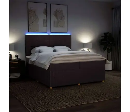 Lova Su Spyruoklėmis Ir Čiužiniu, Ruda, 200X200 cm Audinys