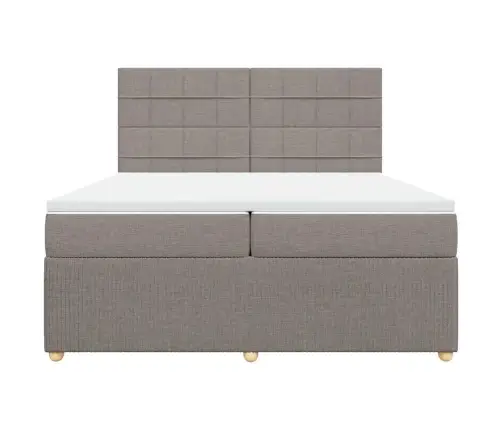 Lova Su Spyruoklėmis Ir Čiužiniu, Taupe, 200X200 cm Audinys