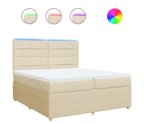 Atsperu Gultas Rāmis Ar Matraci, Krēmkrāsas Audums, 200X200 Cm Vidaxl