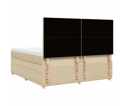 Atsperu Gultas Rāmis Ar Matraci, Krēmkrāsas Audums, 200X200 Cm Vidaxl