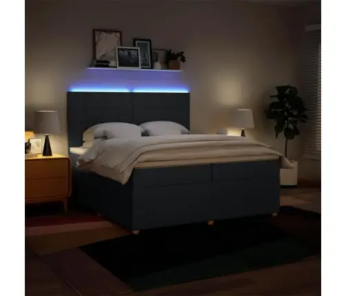 Atsperu Gultas Rāmis Ar Matraci, Zils Audums, 200X200 Cm Vidaxl