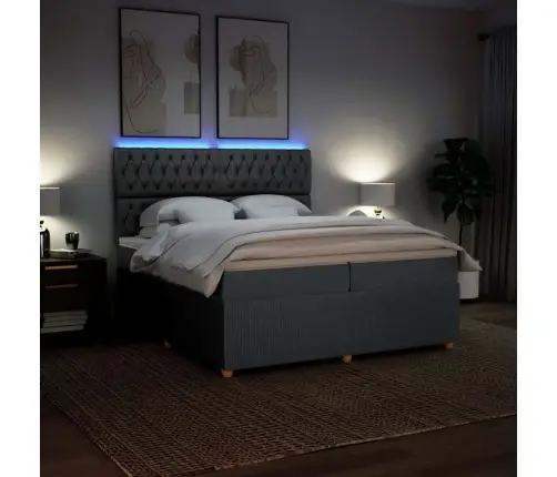 Lova Su Spyruoklėmis Ir Čiužiniu, Tamsiai Pilka, 200X200 Cm