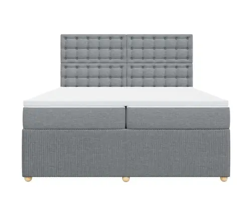 Atsperu Gulta Ar Matraci, Gaiši Pelēka Audums, 200X200Cm Vidaxl