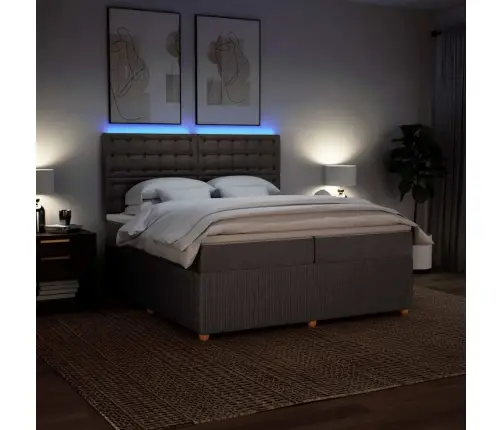 Lova Su Spyruoklėmis Ir Čiužiniu, Taupe, 200X200 cm Audinys