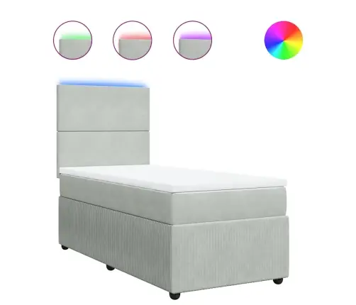 Kontinentaalvoodi Madratsiga, Helehall, 80X200 cm Samet