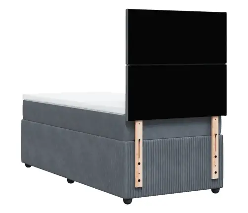 Lova Su Spyruoklėmis Ir Čiužiniu, Pilka, 80X200cm Aksomas