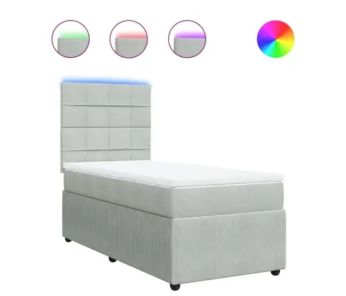 Kontinentaalvoodi Madratsiga, Helehall, 80X200 cm Samet