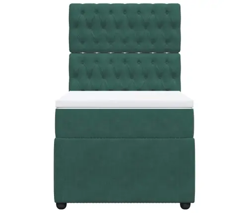 Atsperu Gulta Ar Matraci, Tumši Zaļš Samts, 80X200 Cm Vidaxl