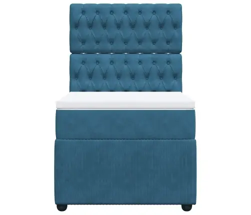 Atsperu Gulta Ar Matraci, Zils Samts, 80X200 Cm Vidaxl