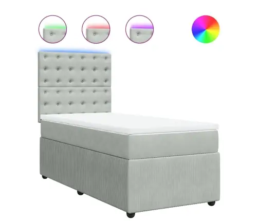 Kontinentaalvoodi Madratsiga, Helehall, 80X200 cm Samet