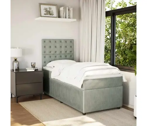 Kontinentaalvoodi Madratsiga, Helehall, 80X200 cm Samet