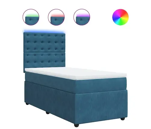 Atsperu Gulta Ar Matraci, Zils Samts, 80X200 Cm Vidaxl