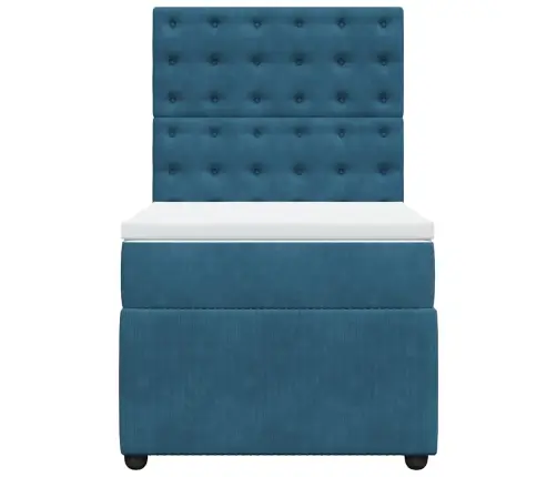 Atsperu Gulta Ar Matraci, Zils Samts, 80X200 Cm Vidaxl