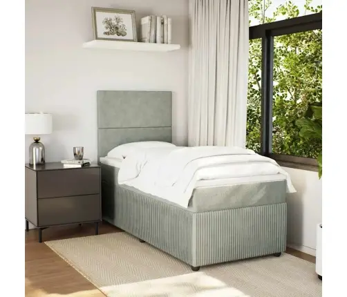 Kontinentaalvoodi Madratsiga, Helehall, 90X190 cm Samet