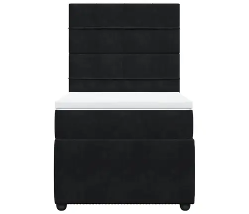 Kontinentaalvoodi Madratsiga, Must, 90X190 cm Samet