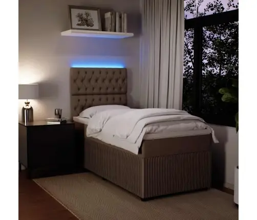 Lova Su Spyruoklėmis Ir Čiužiniu, Pilka, 90X190 cm Aksomas