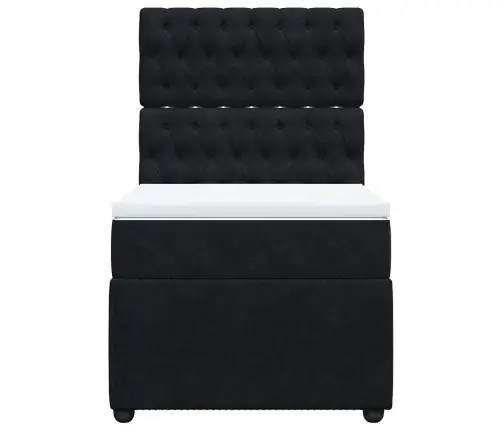 Atsperu Gulta Ar Matraci, Melna Samts, 90X190 Cm Vidaxl