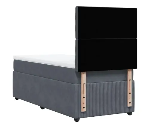 Atsperu Gulta Ar Matraci, Tumši Pelēka Samts, 90X190 Cm Vidaxl