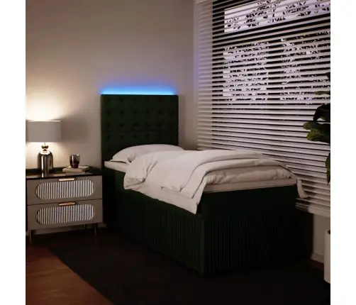 Atsperu Gulta Ar Matraci, Tumši Zaļš Samts, 90X190 Cm Vidaxl