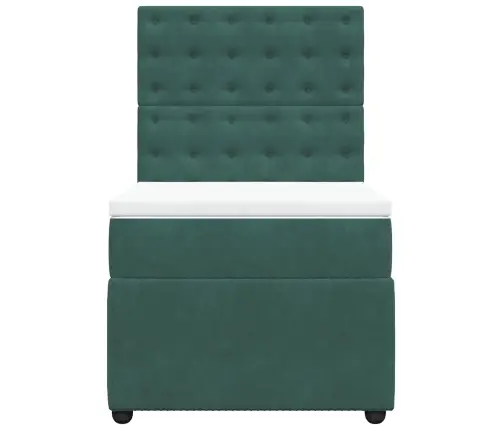 Atsperu Gulta Ar Matraci, Tumši Zaļš Samts, 90X190 Cm Vidaxl