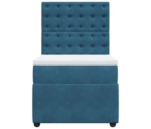 Atsperu Gulta Ar Matraci, Zils Samts, 90X190 Cm Vidaxl