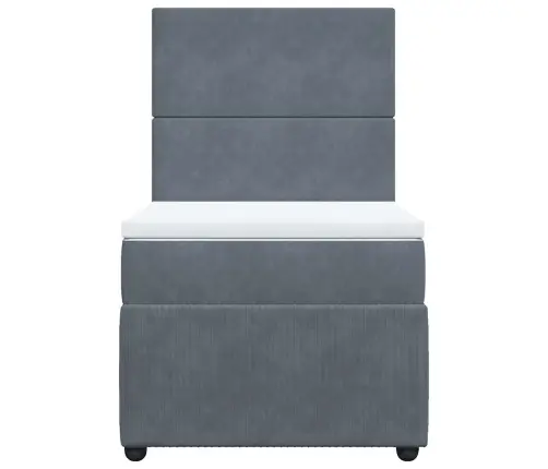 Atsperu Gulta Ar Matraci, Tumši Pelēka Samts, 90X200 Cm Vidaxl