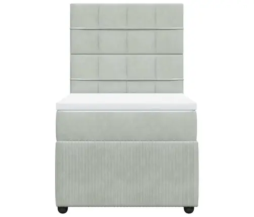 Atsperu Gulta Ar Matraci, Gaiši Pelēka Samts, 90X200 Cm Vidaxl