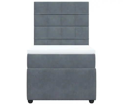 Atsperu Gulta Ar Matraci, Tumši Pelēka Samts, 90X200 Cm Vidaxl