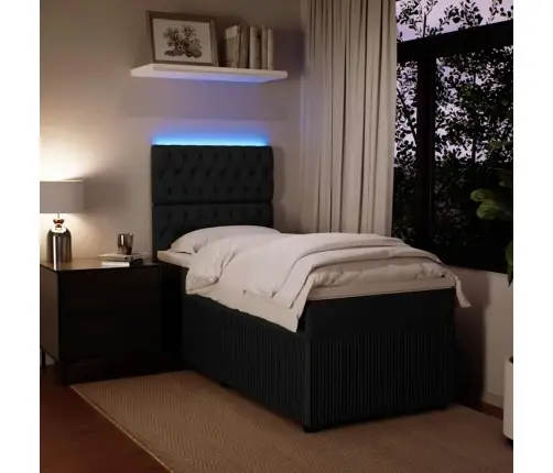 Atsperu Gulta Ar Matraci, Melna Samts, 90X200 Cm Vidaxl