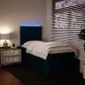 Lova Su Spyruoklėmis Ir Čiužiniu, Mėlyna,90X200 cm Aksomas